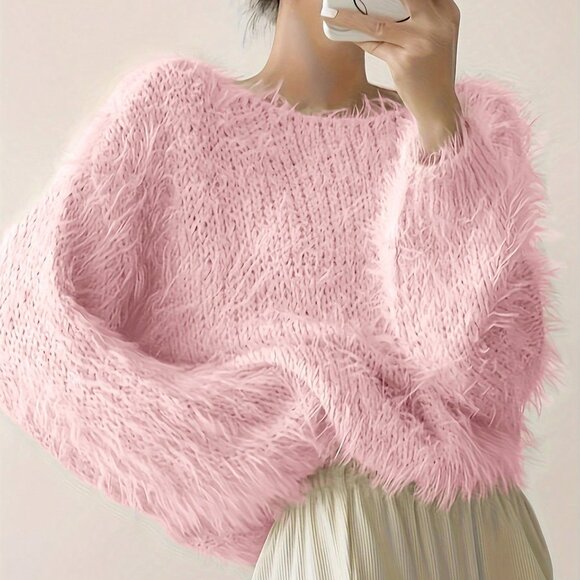 Pink Casual Women's Laid-Back Sweater - Picture 1 of 4